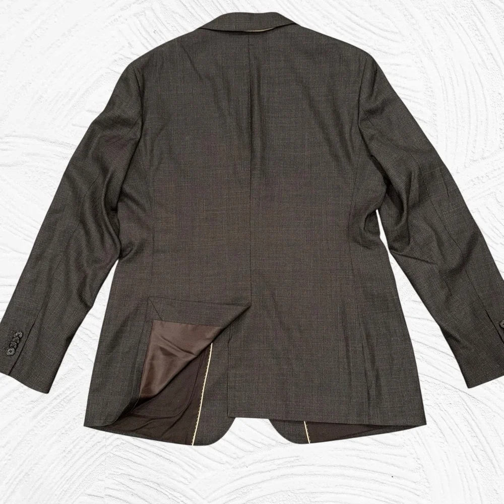 Banana Republic Blazer 42R Brown Black Check Vital Barberis Rustico Wool Slim